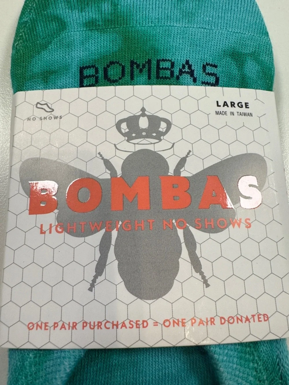 Bombas NWT Tie Dye No Show Socks 4PR Total 2PR PNK 2 GRN SZ: LRG fits Sizes 7-9